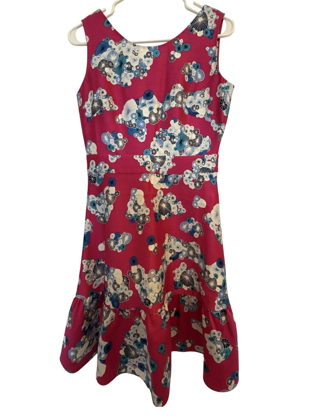 Womens Floral Fit-and-Flare Dress in Magenta